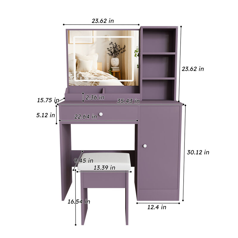 Frafup Padded Stool Stylish Vanity Desk image number 3