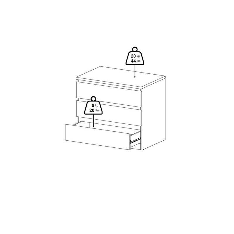 Tvilum Scottsdale 3 Drawer Chest, White High Gloss