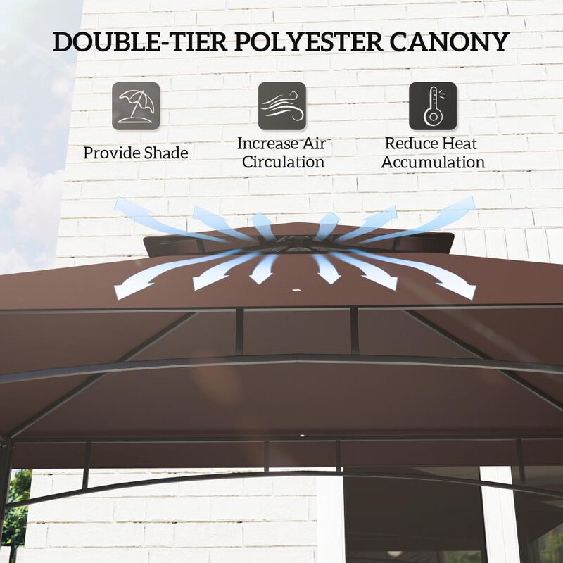 Hivvago 8x5 Barbecue Gazebo Shelter with Double Roof image number 3