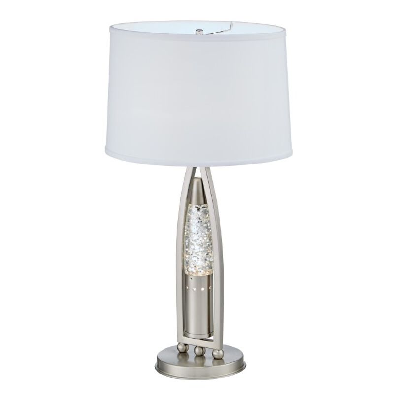 Danie Table Lamp, 4 Way Switch, Clear Glass Tube, Silver Metal 28 Inch