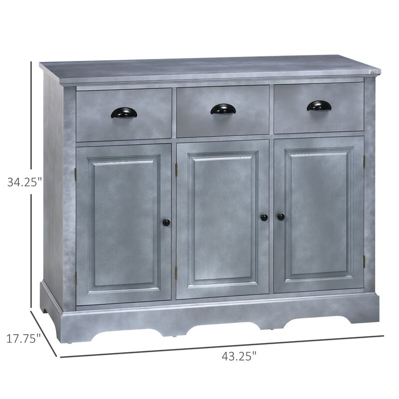 Blue Kitchen Storage: Sideboard Buffet with 3 Drawers & 3 Cabinets