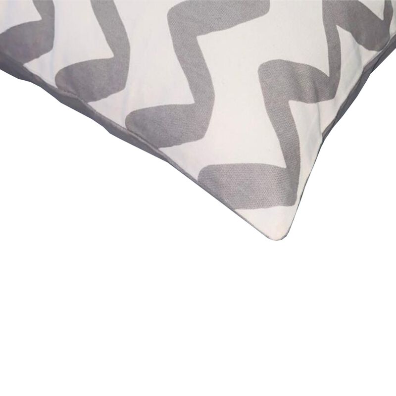 20 x 20 Square Cotton Accent Throw Pillows, Chevron Pattern, Set of 2, Gray, White-Benzara
