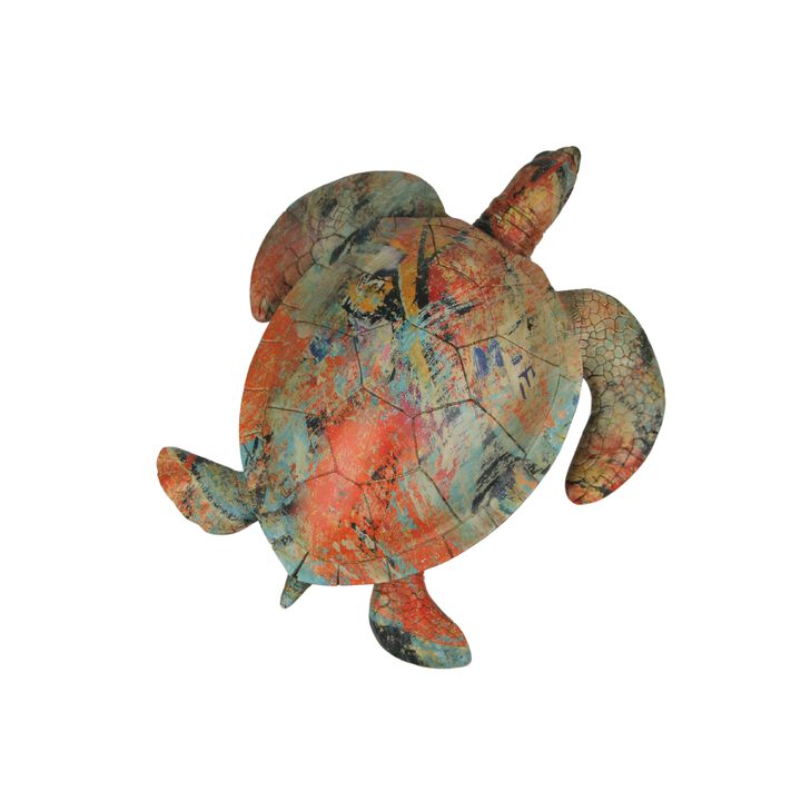 Multicolor Abstract Sea Turtle Statue &ndash; 12-Inch Ocean-Inspired Coastal Decor