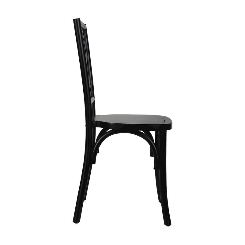 Flash Furniture Brooklyn Black Solid Wood Stackable Dining Chair with Intricate Back Detail image number 3