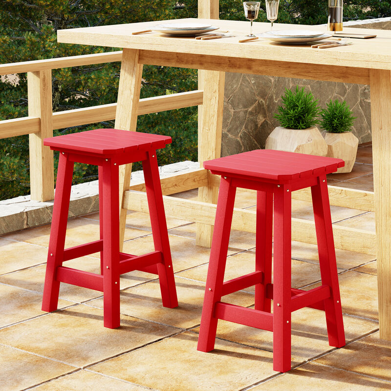 WestinTrends 24" HDPE Outdoor Patio Counter High Backless Square Bar Stools Set of Two