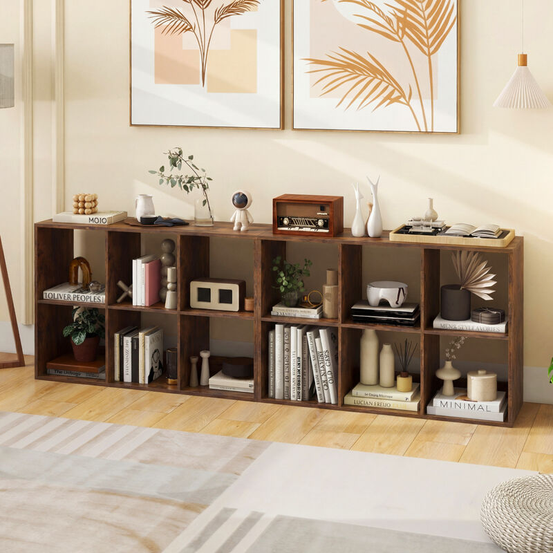 Large 6 Cube Storage Shelf with Back Guardrail for Bedroom image number 4