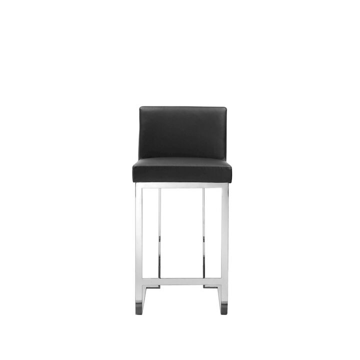 Pangea Home Dexter Counter Stool Faux Leather Black