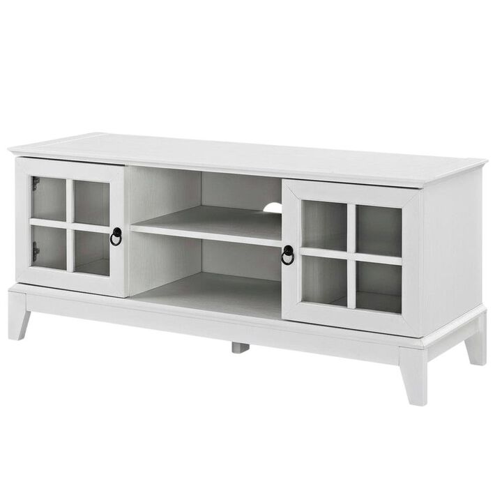 White wood TV stand with 47-inch top and sleek design for modern living spaces