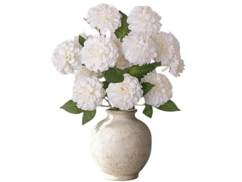 White Artificial Dahlia Flower Stems Long Stem Outdoor Vase Filler image number 0