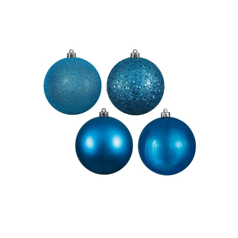 Vickerman 19631-4" Turquoise Shiny Matte Glitter Sequin Ball Christmas Tree Ornament (12 pack) (N591012A) image number 0