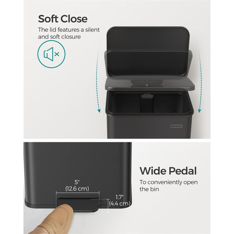 Kitchen Garbage Can with Lid &ndash; 10.5 Gallon Size for Everyday Use in Homes, Offices, or Dorm Rooms