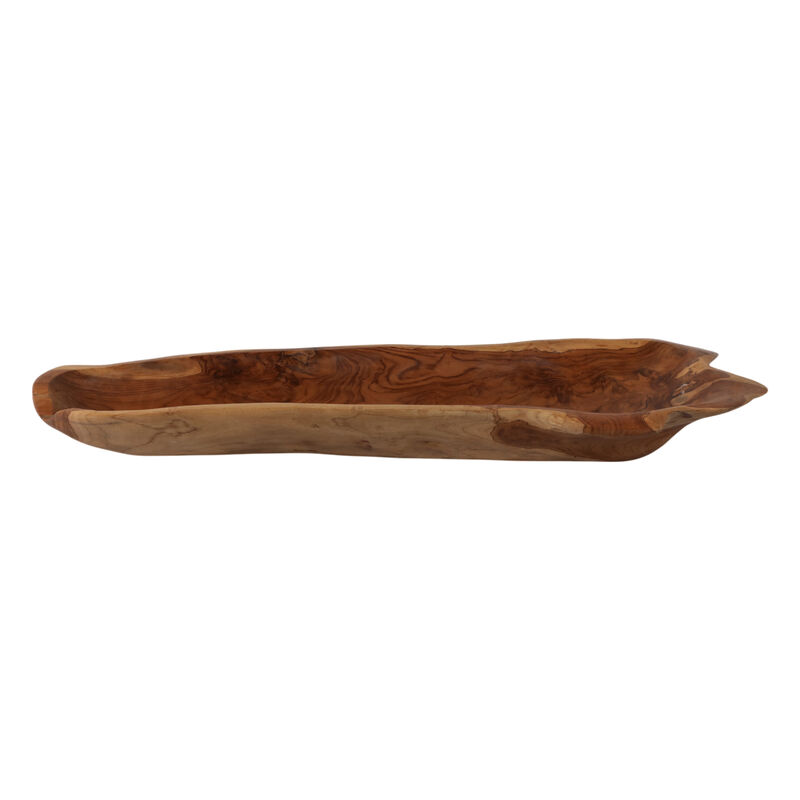 39" Teak Wood Long Bowl, Natural image number 0