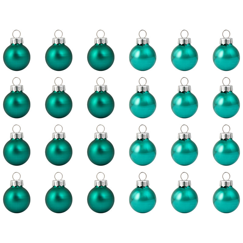 24ct Green 2-Finish Glass Christmas Ball Ornaments 1" (25mm) image number 0