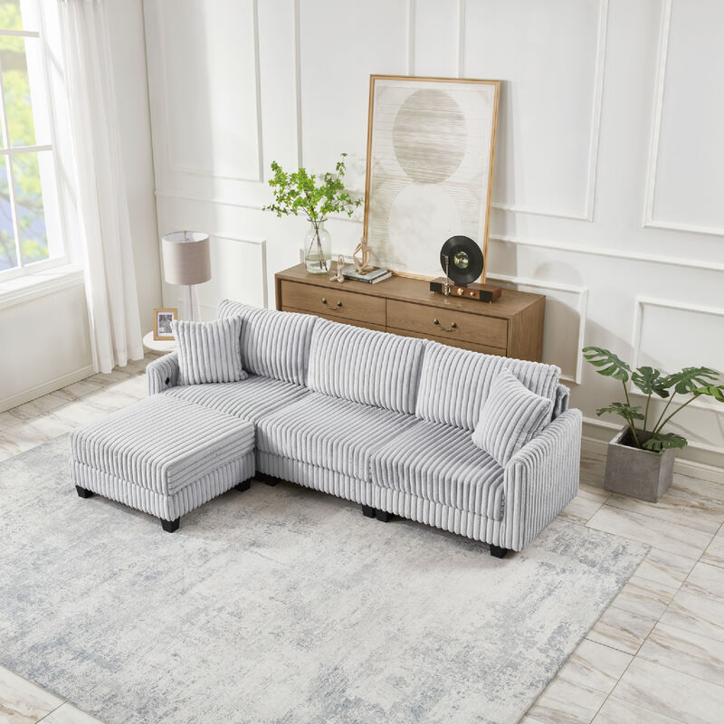 Dwedef L‑Shaped Corduroy Sectional Sofa image number 2