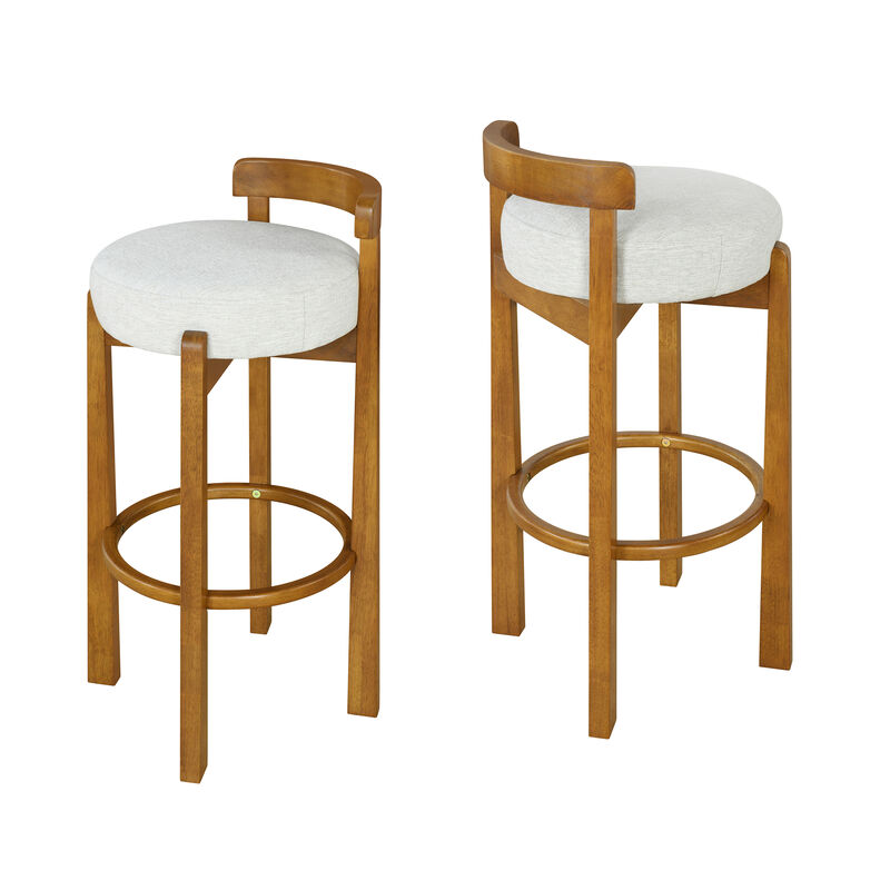 Christopher Knight Home Carita Indoor Rubberwood Low Back Upholstered Barstools (Set of 2) image number 0
