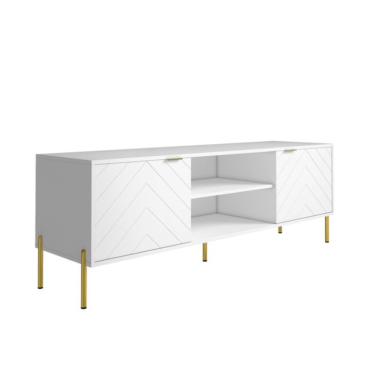 Unique Herringbone Design Multifunctional TV Stand With LED Light