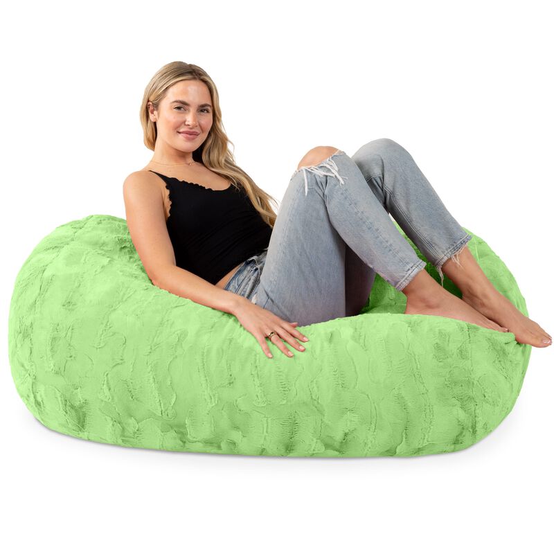 Jaxx Sofa Saxx Bean Bag Couch - 4 Foot - Faux Fur, Maui Turquoise