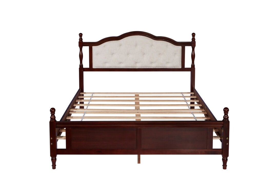 Lepvel Queen Pine wooden Bed