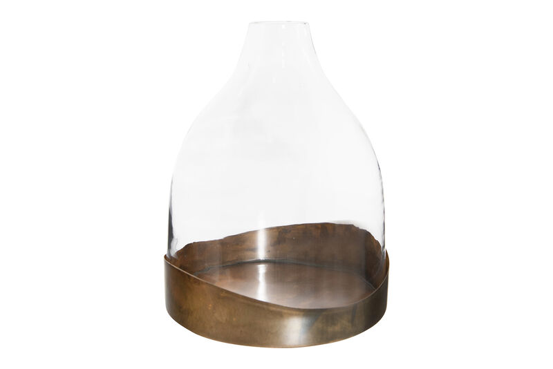 Decorative Glass Cloche with Metal Tray, Clear and Copper image number 3
