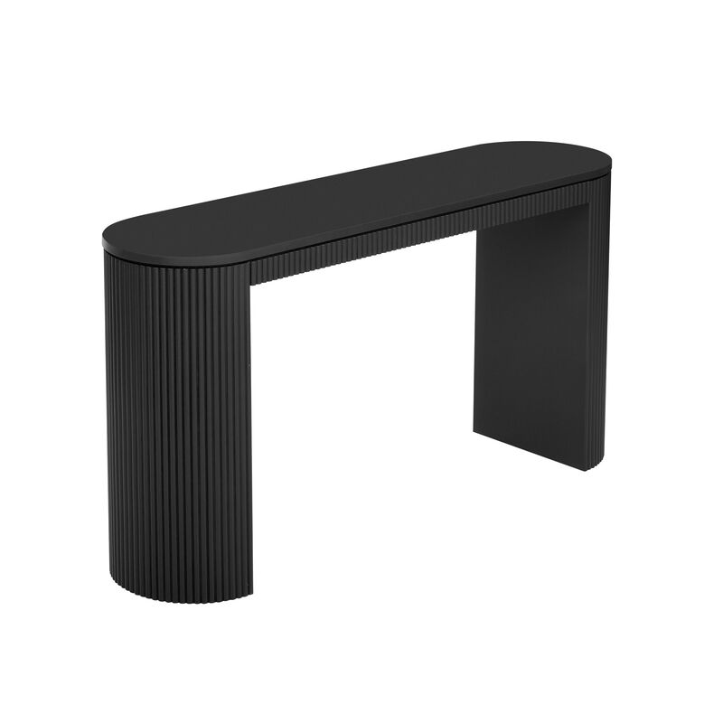 Curved Design Console Table with Unique Vertical Stripe Design, Suitable for Living Room, Study and Entrance image number 8