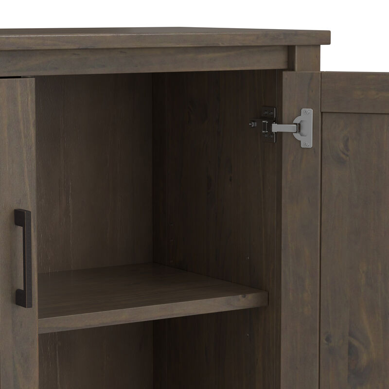 Ela SOLID WOOD 32 inch Wide Transitional Low Storage Cabinet in Smoky Brown