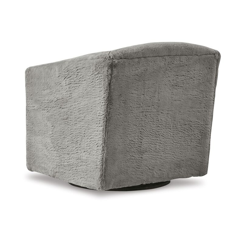 Amanora Accent Chair, Charcoal Gray Faux Rabbit Fur Polyester, Black Metal image number 4