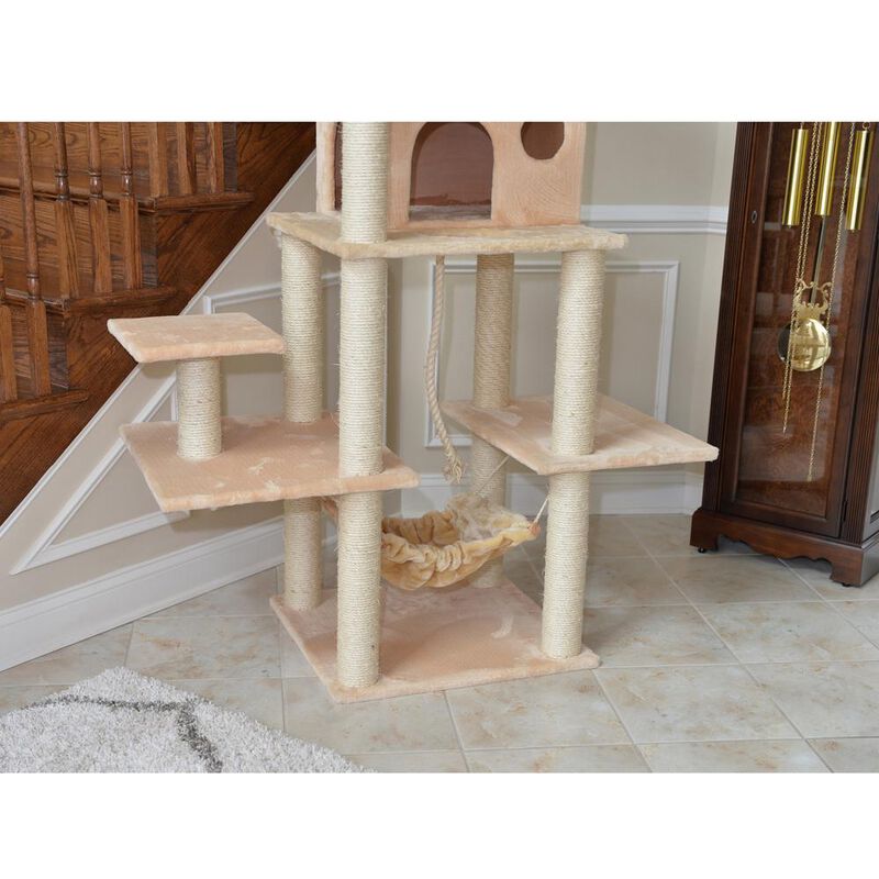 Armarkat 72 Beige Real Wood Cat Tree With Spacious Condo, Sratching Post