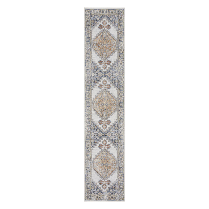 HomeRoots Floral Medallion Distressed Washable Runner Rug