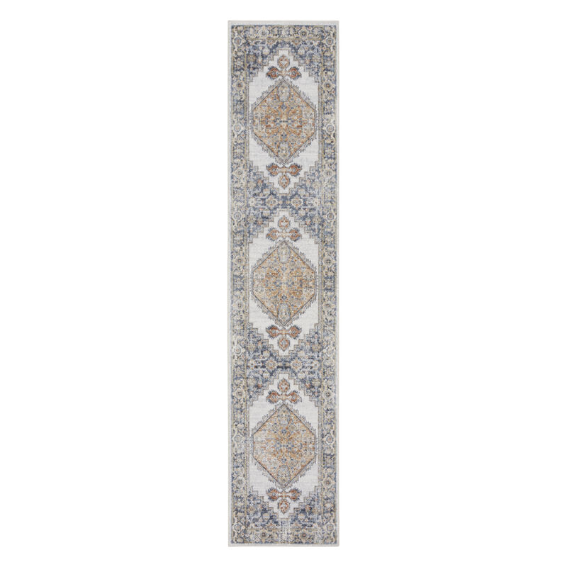 HomeRoots 12' Gray Oriental Power Loom Distressed Washable Runner Rug image number 2