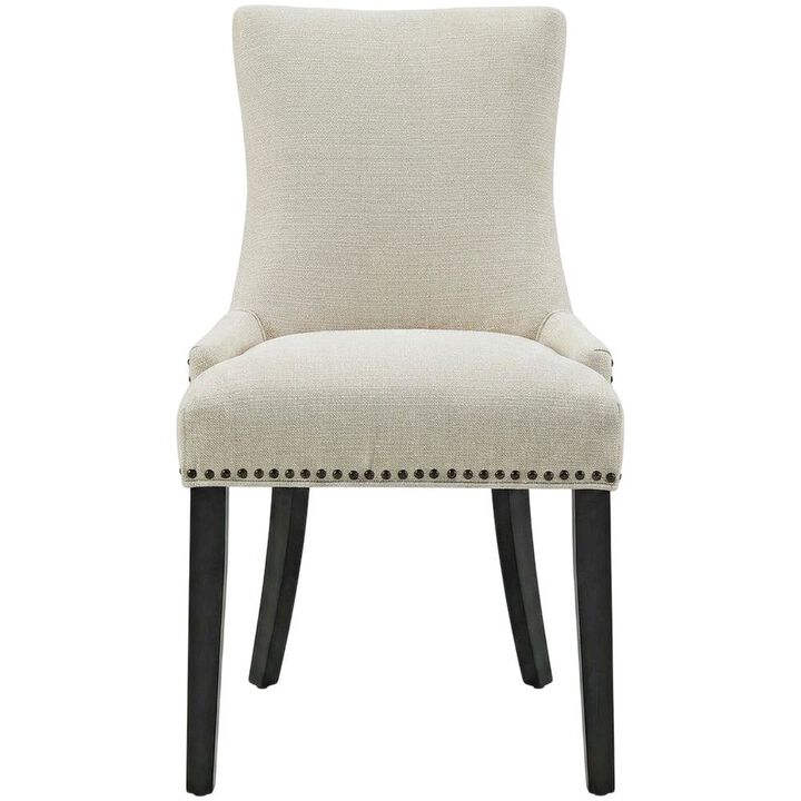 Fabric Upholstered Dining Chairs with Arms, Beige, Set of 4
