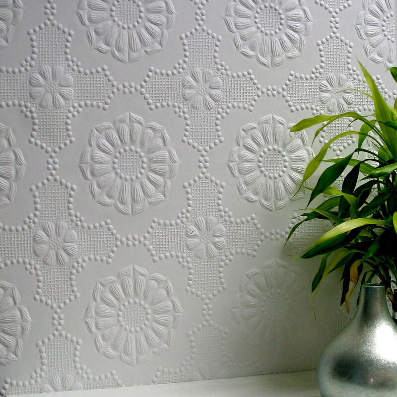 Alexander White Paintable Supaglypta Wallpaper image number 0