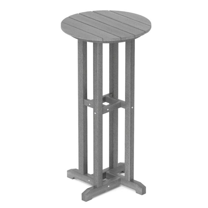 Hivvago Round Bar Table Patio HDPE Bar Height Dining Table with Slatted Tabletop