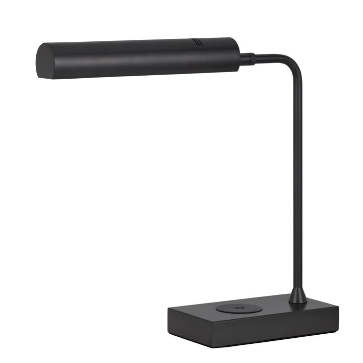 Dyna 18 Inch Integrated LED Desk Lamp, Wireless USB Port, Matte Black-Benzara