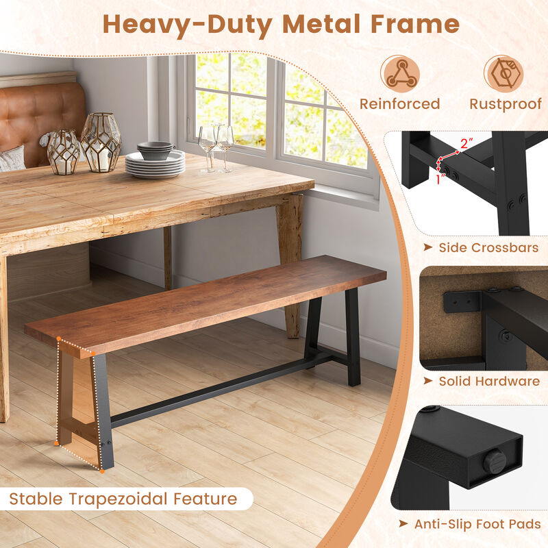 3-Person Dining Bench, Entryway Shoe Bench with Metal Frame for Storage and Seating image number 6