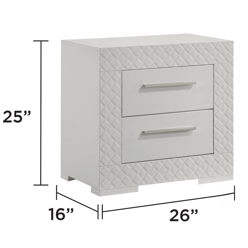 Modern 2 Drawer Nightstand with Quilted Drawer Fronts image number 8