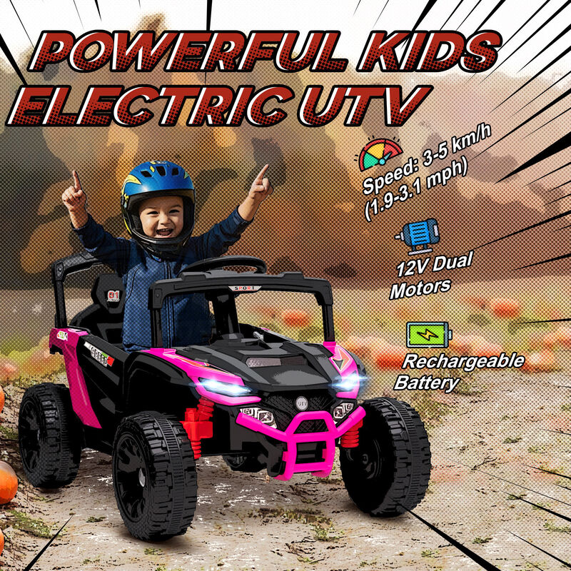 BreeBe 12V Kids Ride On Truck, Battery Powered Electric UTV Vehicle with Rear Suspension, Remote Control image number 3