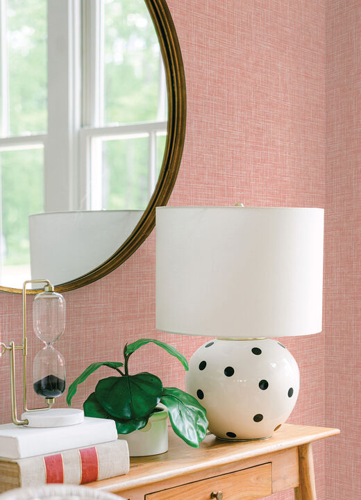 Emerson Coral Faux Linen Wallpaper (Set of 2)