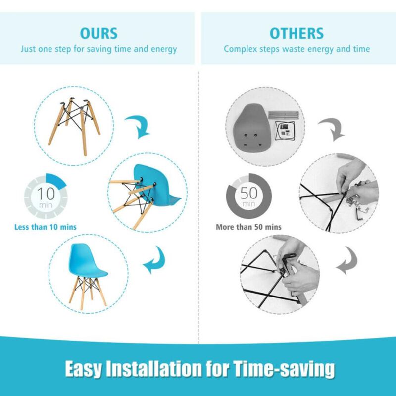 Hivvago 4 Pieces Modern Armless Dining Chair Set with Wood Legs