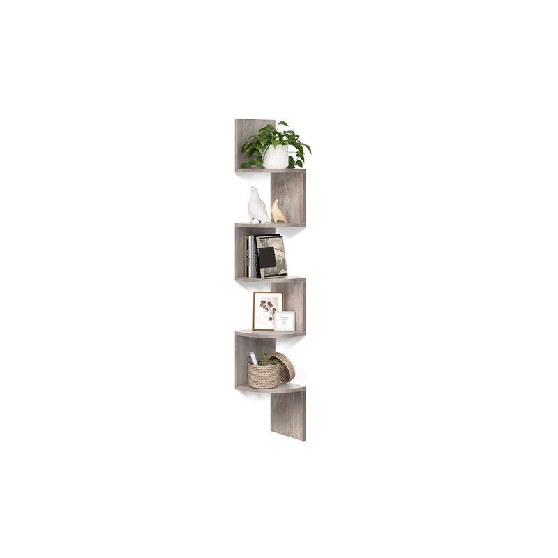 5-Tier Wall Mounted Corner Shelf for Space-Saving Storage and Display