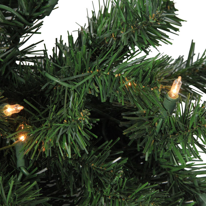 54" Pre-Lit Deluxe Windsor Pine Artificial Christmas Teardrop Swag - Clear Lights