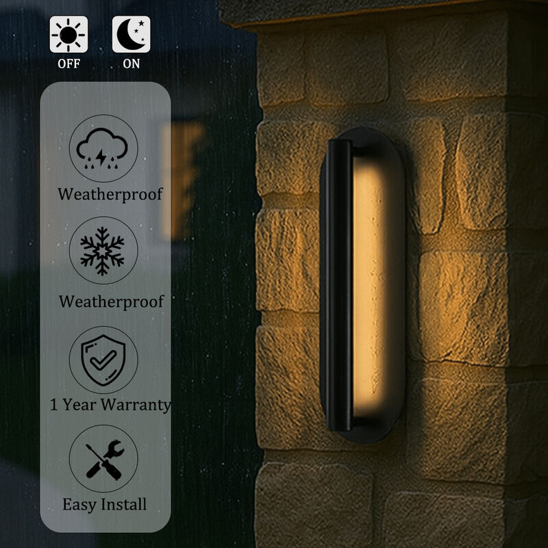 H19" Oval Matte Black 23W Integrated LED Wall Sconce with Acrylic Shade Modern Dusk to Dawn Outdoor Wall Light Waterproof Exterior Light Fixture for Porch Patio image number 5