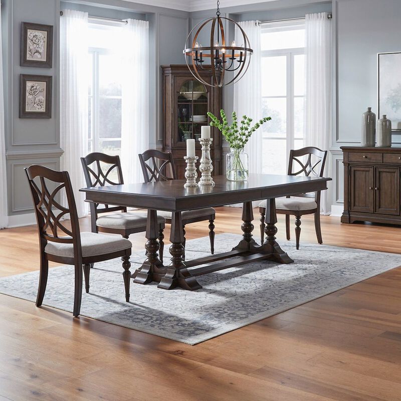 Liberty Furniture Arden Road 5 Piece Dining Trestle Table Set - 4 Splat Back Side Chairs image number 5