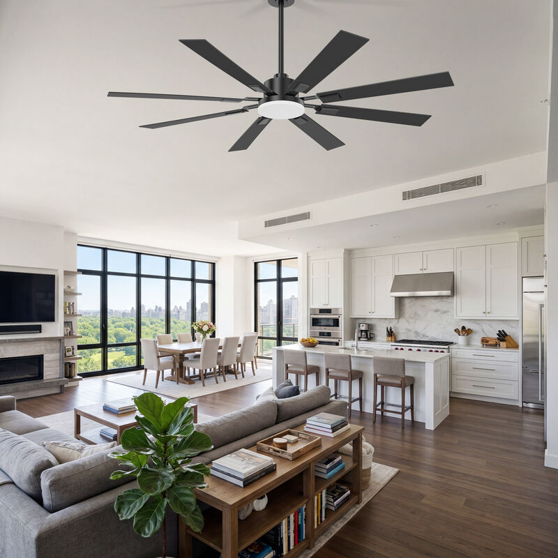 Breezary 72" LED Ceiling Fan with Light, 8 Plywood Blades, 6 Speeds, Remote Control image number 9
