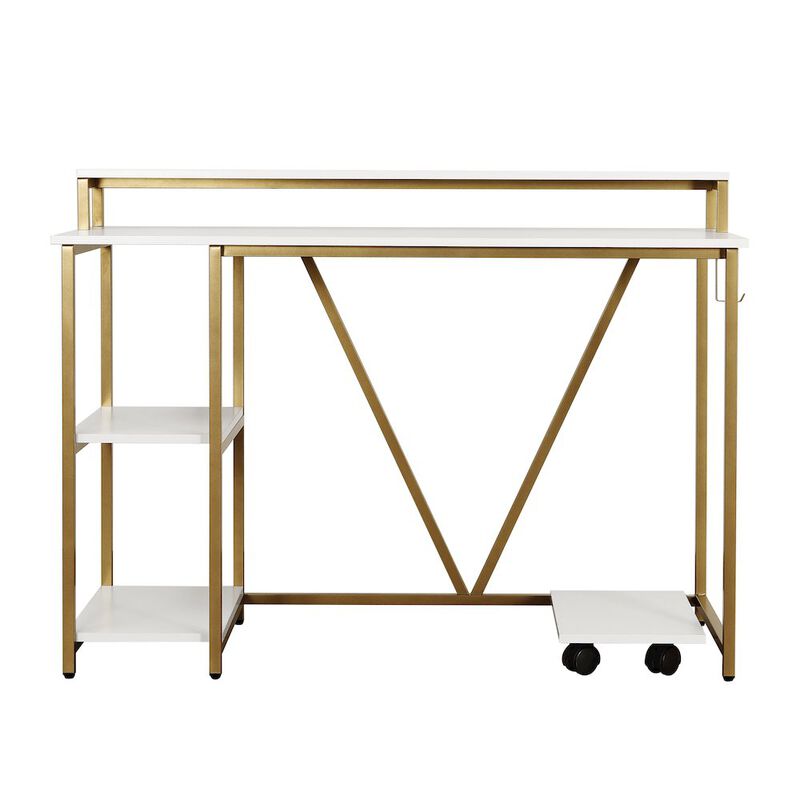 Techni Mobili Industrial Writing Desk, Gold