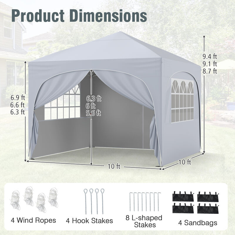 Outdoor Pop-Up Tent with 4 Detachable Side Panels &ndash; Folding Canopy for Patio, Garden, Market