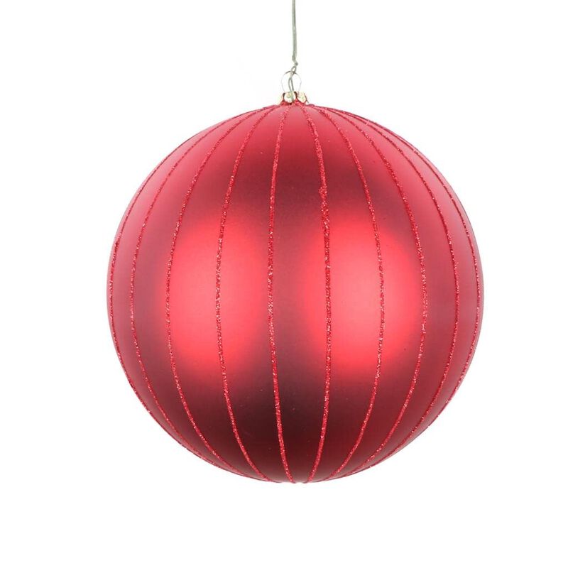 Vickerman 674697-6" Red Matte Glitter Ball Christmas Tree Ornament (2 pack) (MT211903D) image number 0
