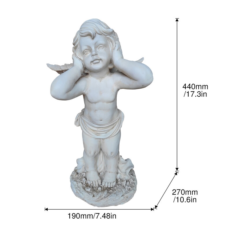 Winged Angel Covering Her Ears Resin Ornament image number 6
