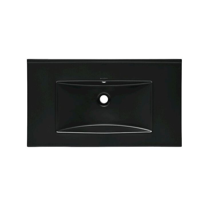 30" Zero Hole Vanity Sink Top in Glossy Black