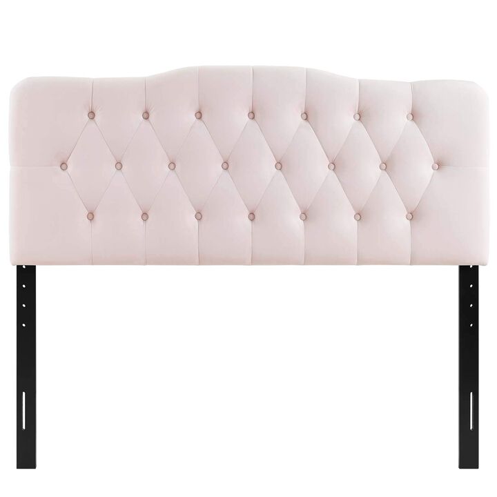 Modway Annabel Diamond Tufted Performance Velvet Queen Headboard in Pink