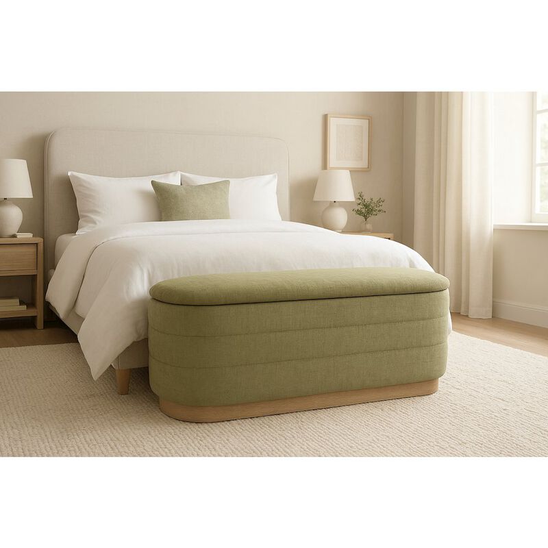 Jackie Storage Bench in Leaf Green